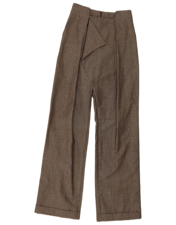 Pantalones casuales de pierna ancha de cintura alta para mujer vintage W27 L31 Gris