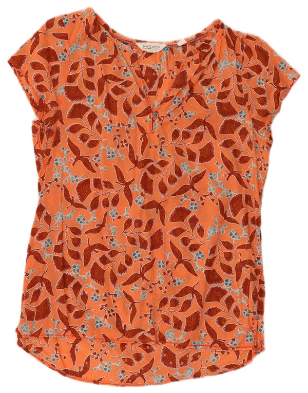 Blusa para mujer de White Stuff UK 8 Small Naranja Floral Algodón
