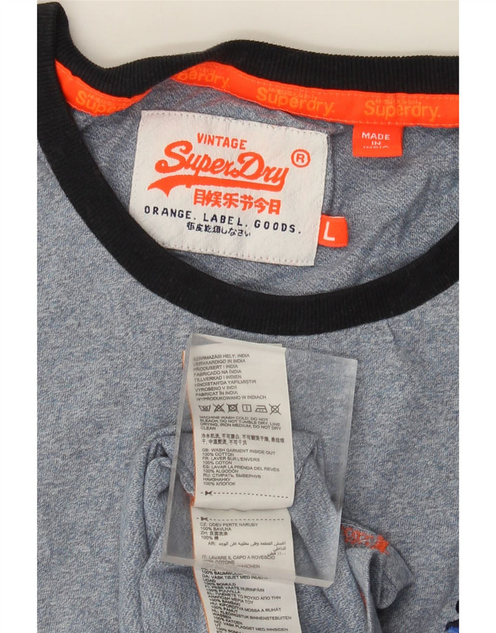 Superdry Camiseta para hombre Top Large de algodón azul