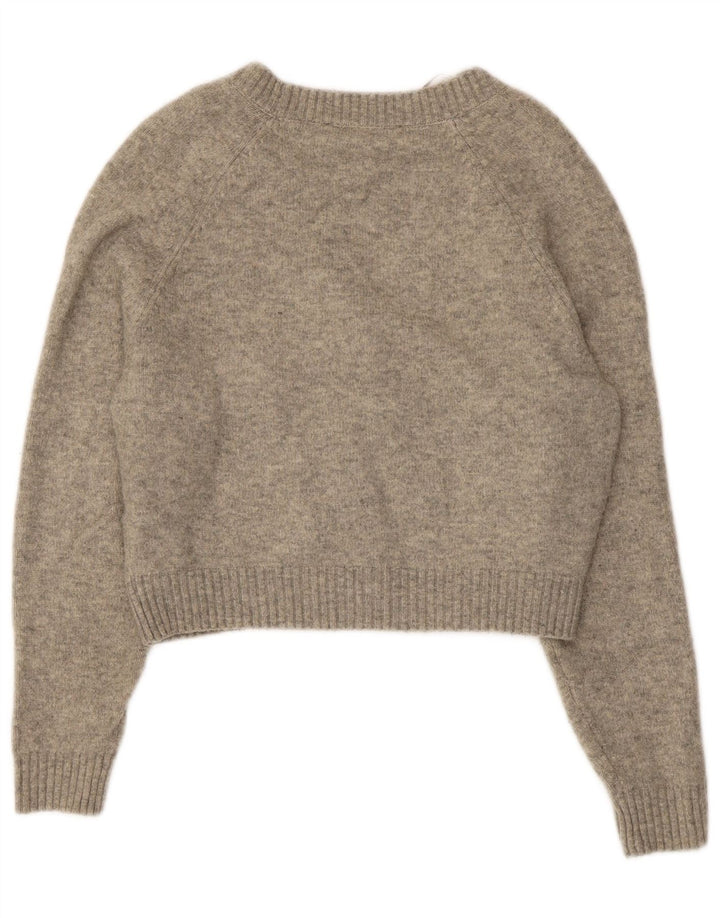 Zara Mujer Crop Suéter Cárdigan Extragrande Reino Unido 10 Pequeño Gris Moteado