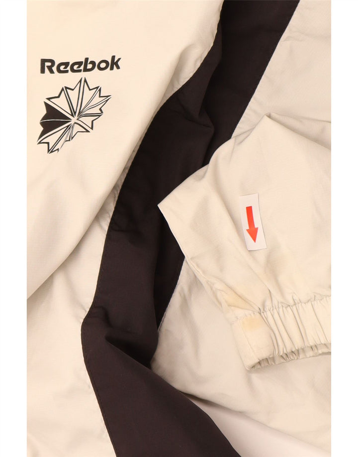 Reebok - Chaqueta de chándal para hombre, talla grande, color blanco roto, poliéster