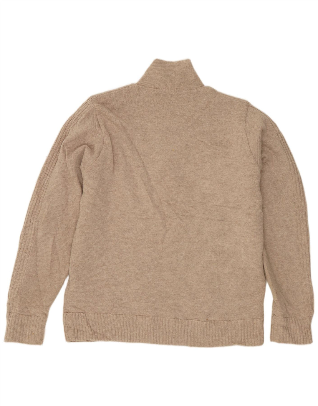 Marks & Spencer Hombre Azul Harbor Zip Neck Jumper Suéter Pequeño Lana Beige