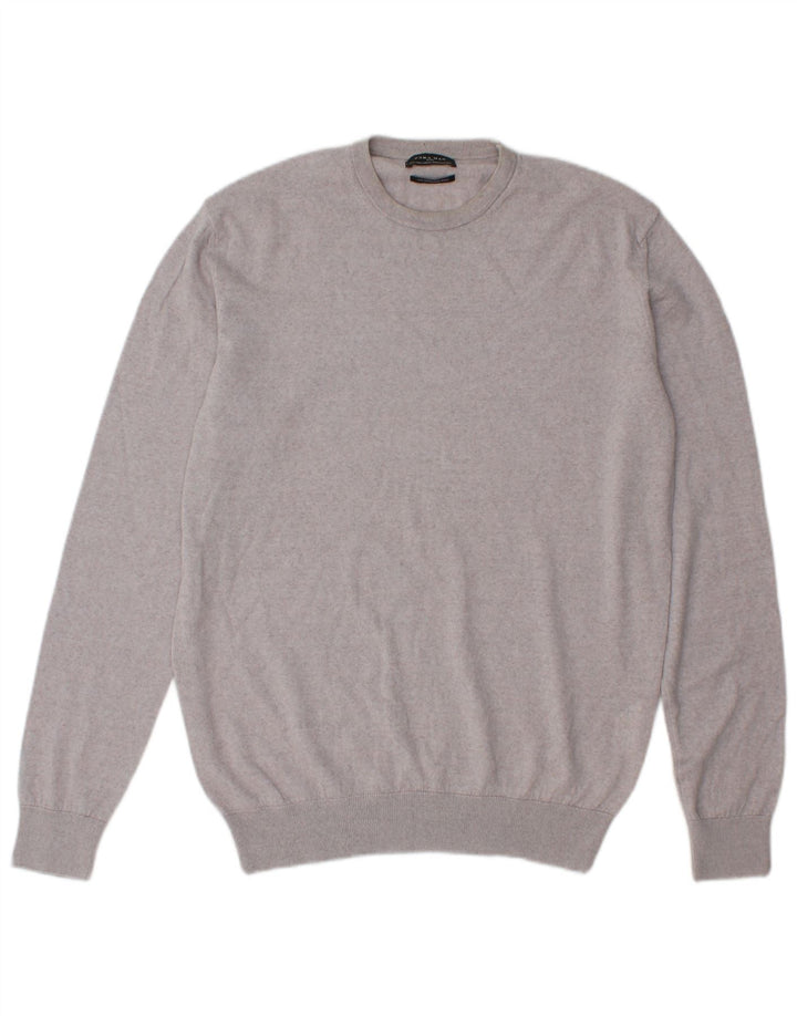Zara Hombre Jersey Cuello Redondo Jersey Grande Lana Gris
