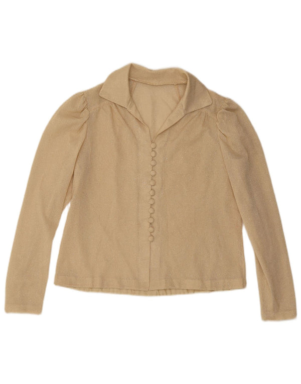 Vintage mujer camisa blusa Reino Unido 14 Medio Beige