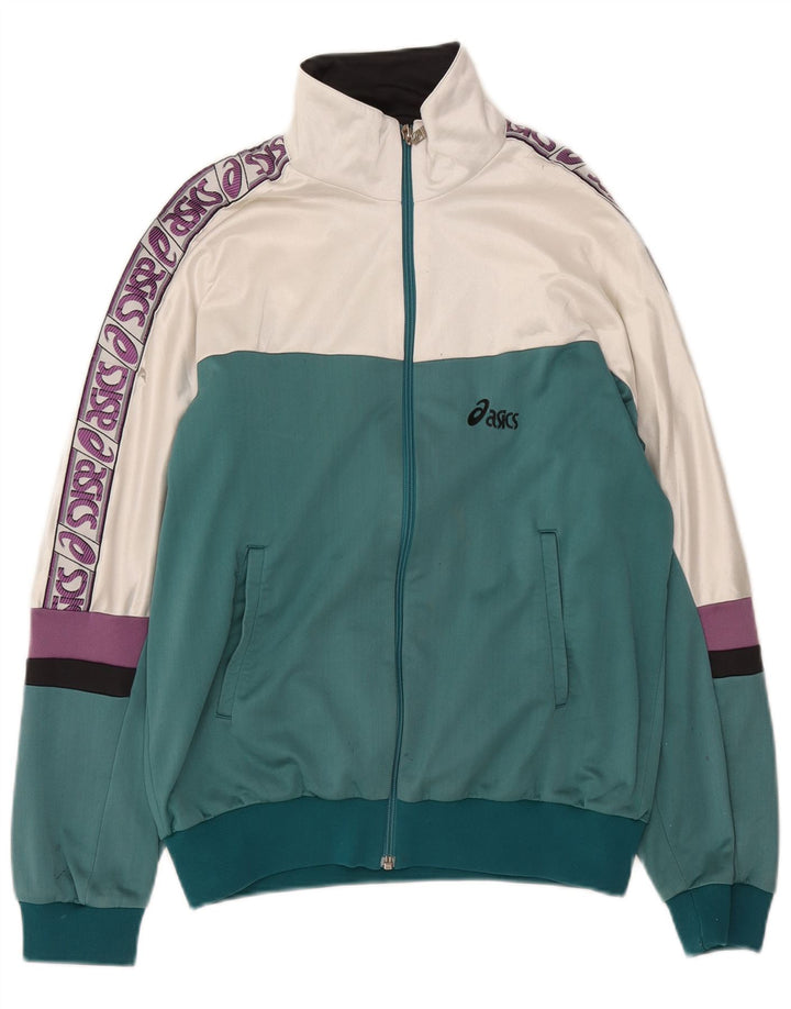 Asics Hombre Gráfico Chándal Top Chaqueta IT 50 Medium Verde Colorblock