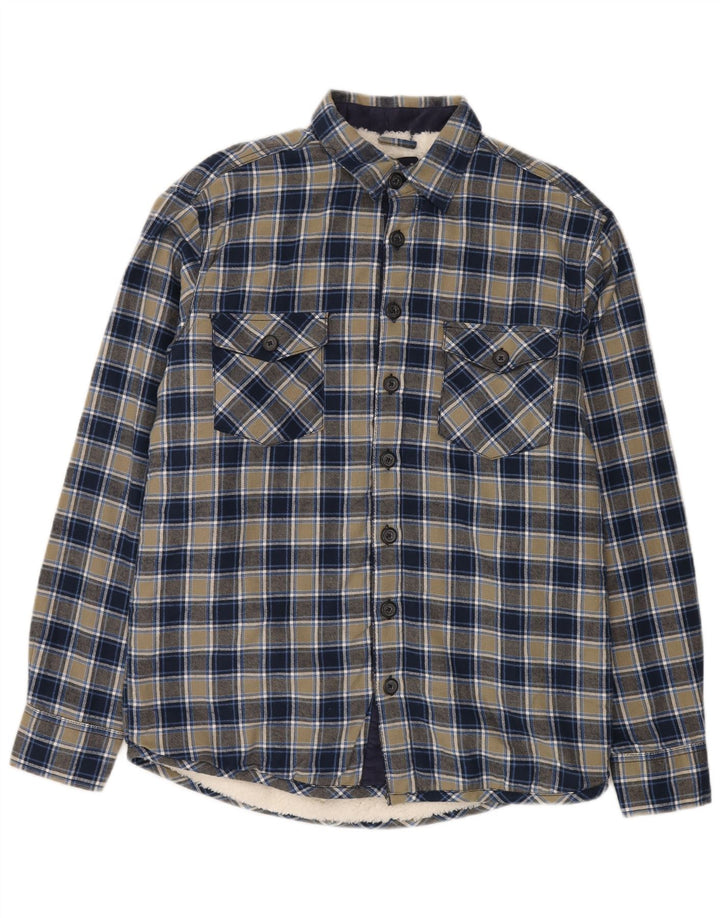 CAMARGUE Camisa de franela de leñador para hombre Algodón a cuadros azul marino mediano