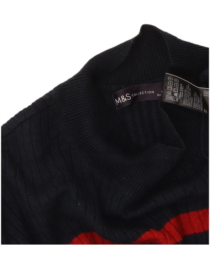 MARKS & SPENCER Womens Turtle Neck Jumper Sweater UK 14 Medium Navy Blue