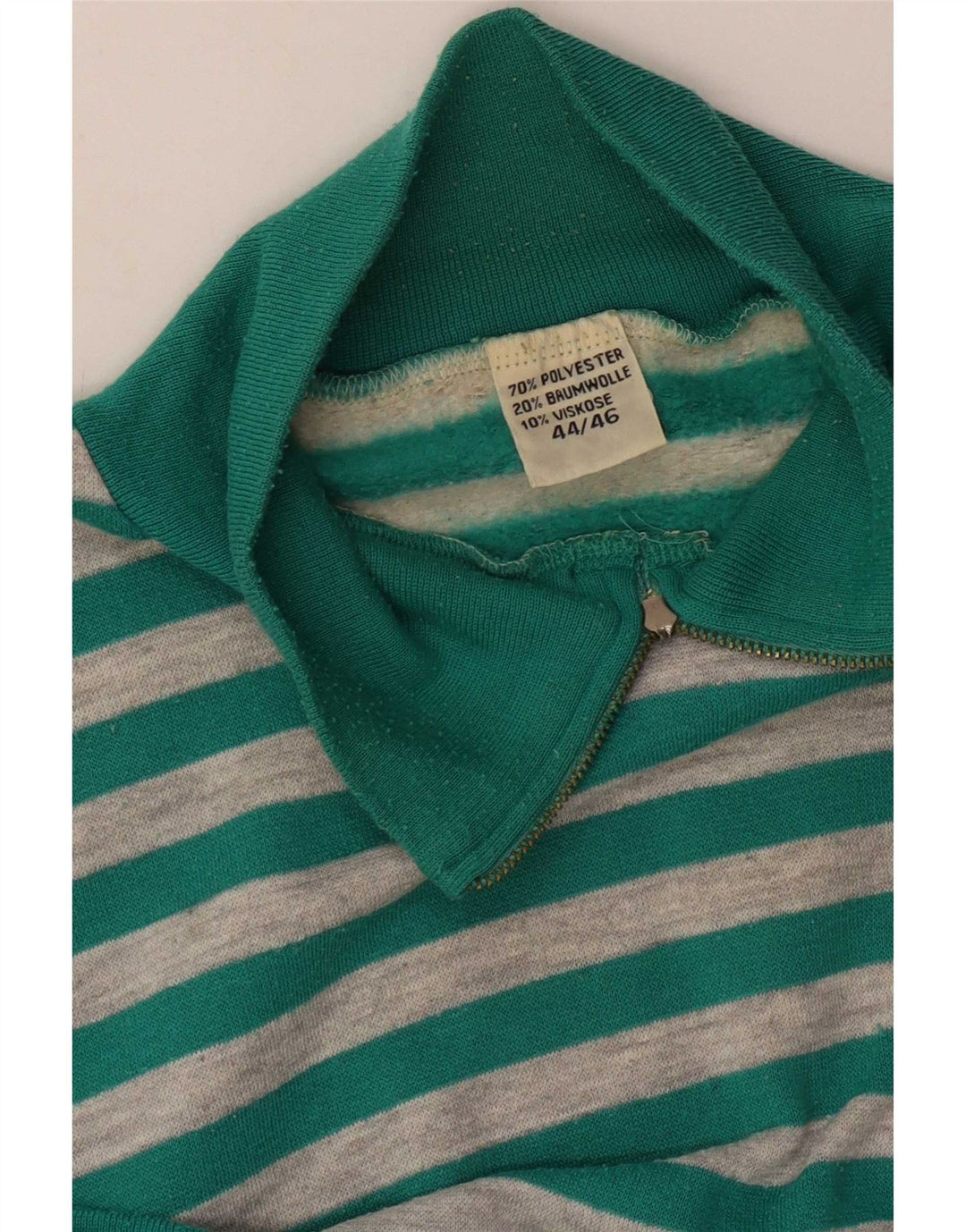 Sudadera Sporting Mujer Con Cremallera Y Cuello Jersey IT 44/46 Large Green Stripes