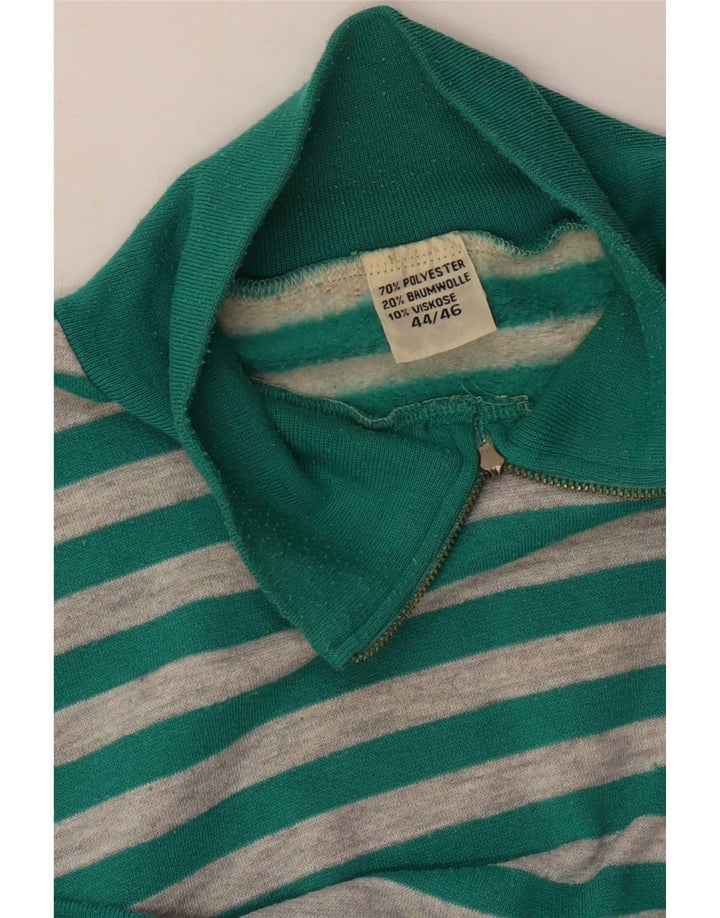 Sudadera Sporting Mujer Con Cremallera Y Cuello Jersey IT 44/46 Large Green Stripes