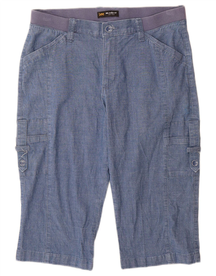 Lee Bermudas para mujer de talle medio, pantalones cortos cargo US 10 grande W30 algodón azul