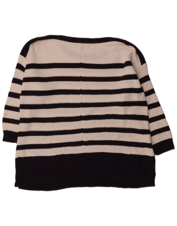 Laura Ashley Suéter tipo jersey con cuello barco y manga 3/4 para mujer UK 40 XL Blanco