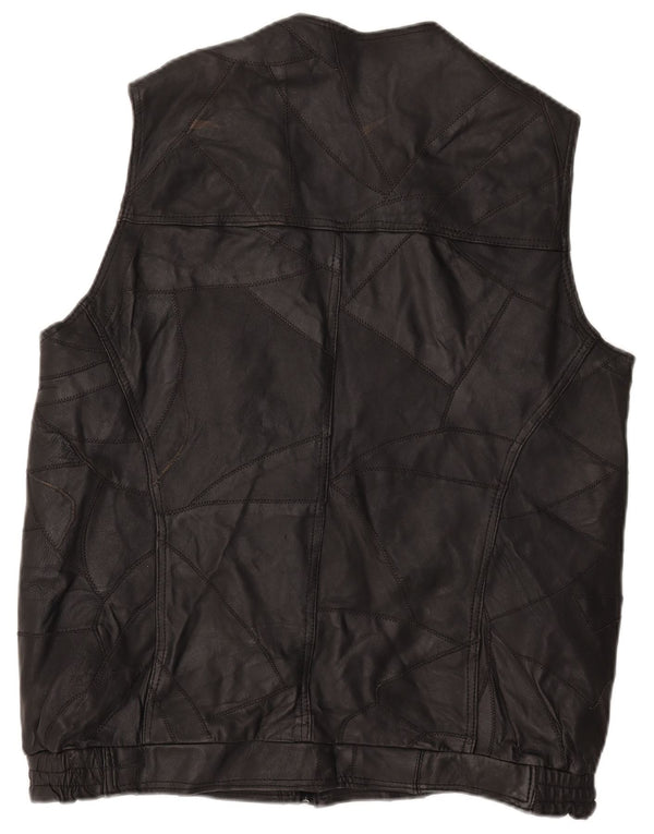 Vintage hombres cuero chaleco Reino Unido 42 XL negro