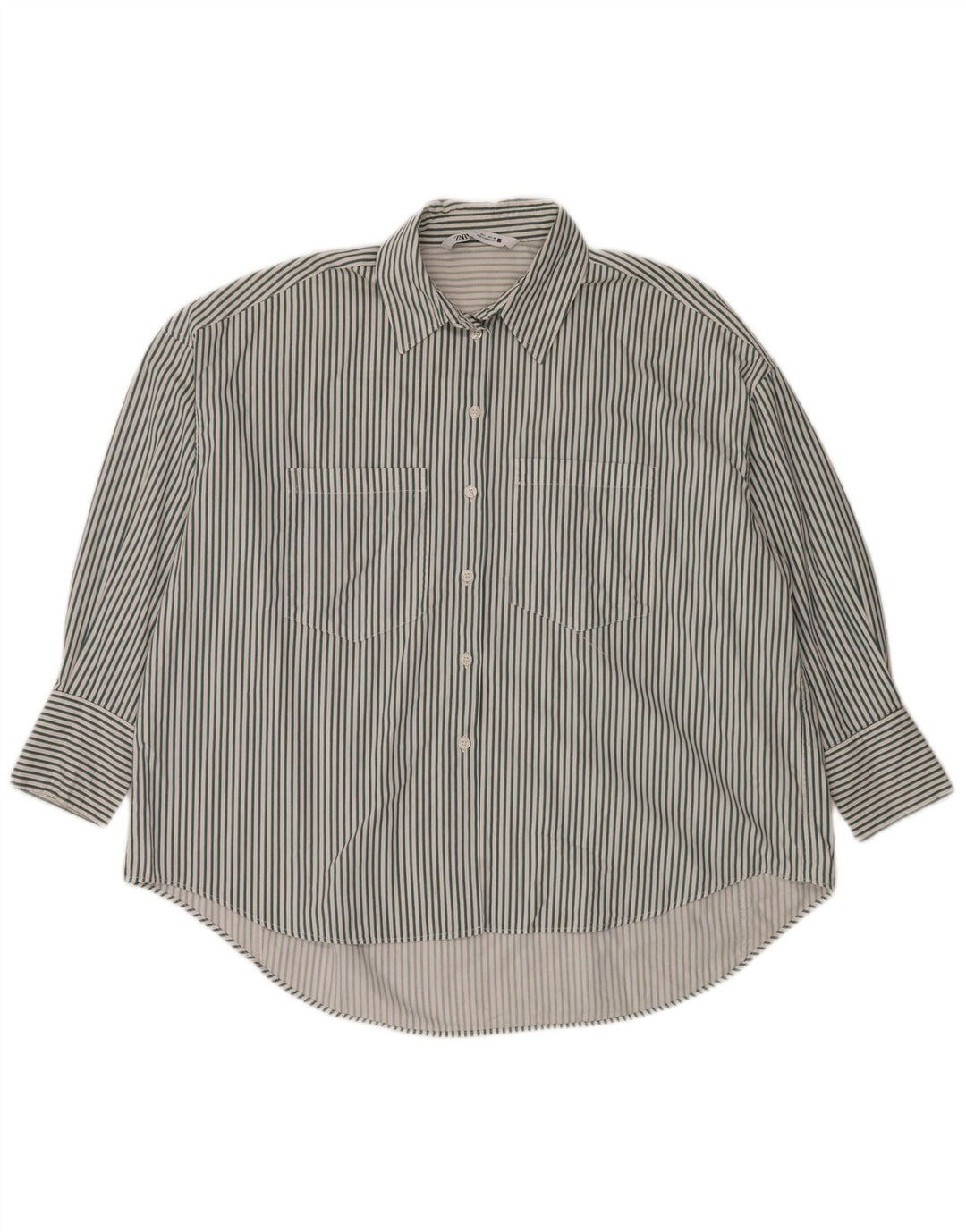 Zara Mujer Camisa Extragrande UK 46 Grande Rayas Blancas