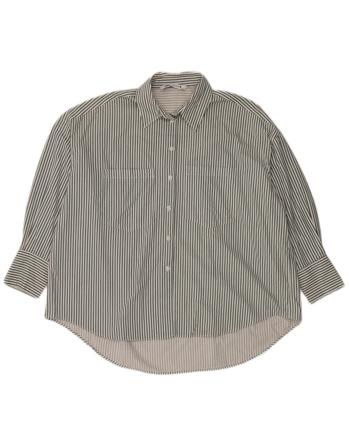 Zara Mujer Camisa Extragrande UK 46 Grande Rayas Blancas