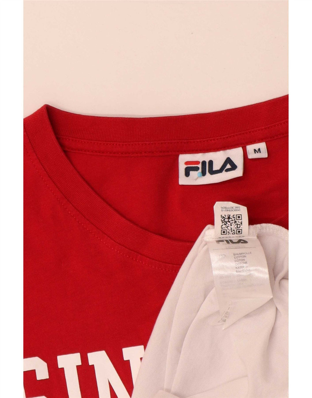 Fila Camiseta gráfica para hombre Top Medium White Colourblock Cotton