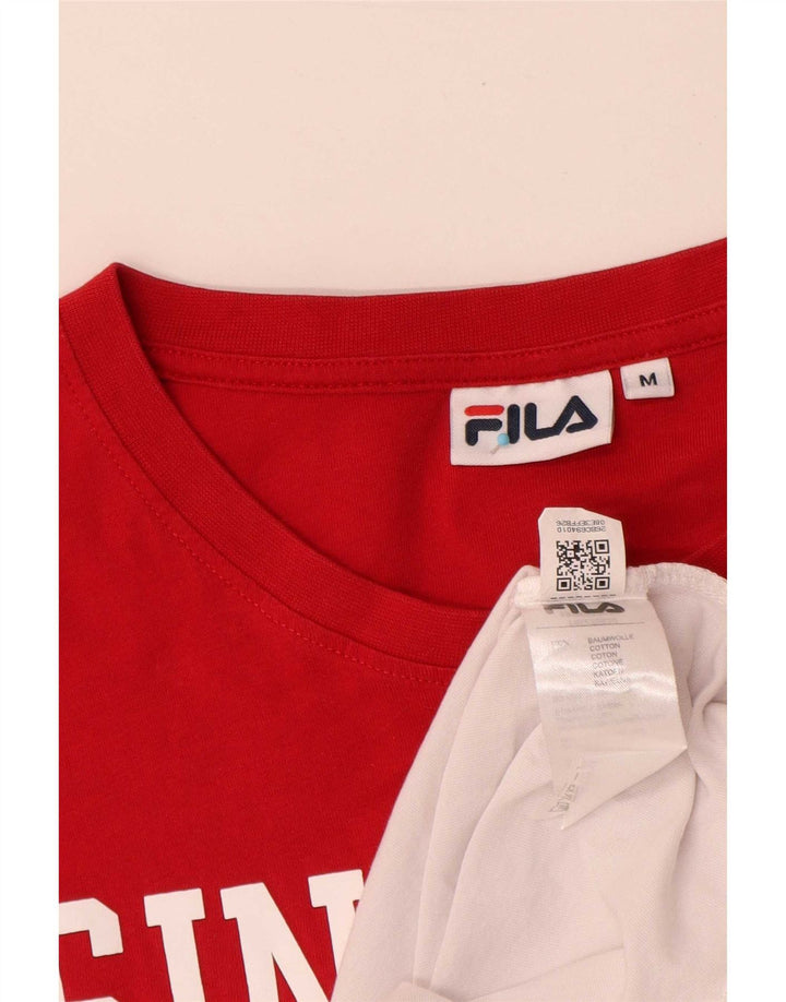 Fila Camiseta gráfica para hombre Top Medium White Colourblock Cotton