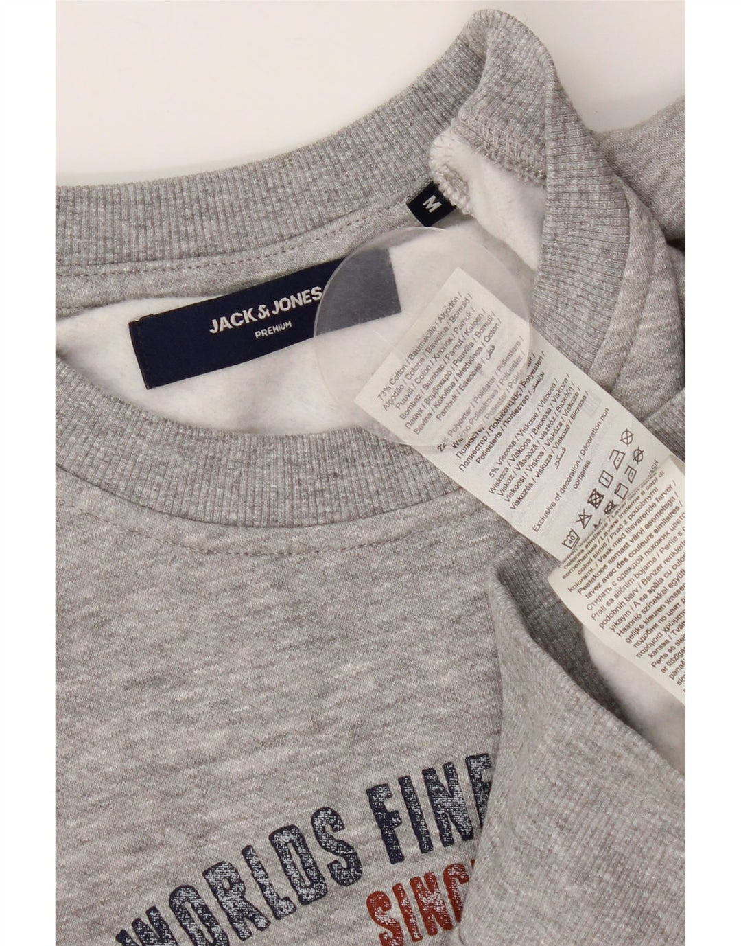 JACK & JONES Hombre Sudadera Gráfica Jersey De Algodón Moteado Gris Medio