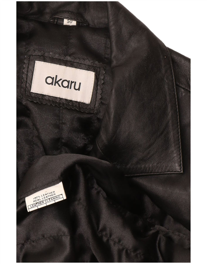 Abrigo de cuero para hombre EU 50 Cuero negro grande