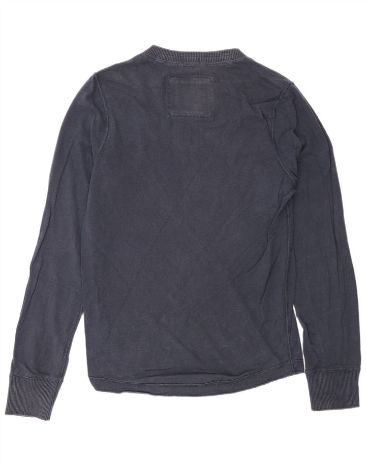 Abercrombie & Fitch Hombre Top Manga Larga Medio Azul Marino Clásico