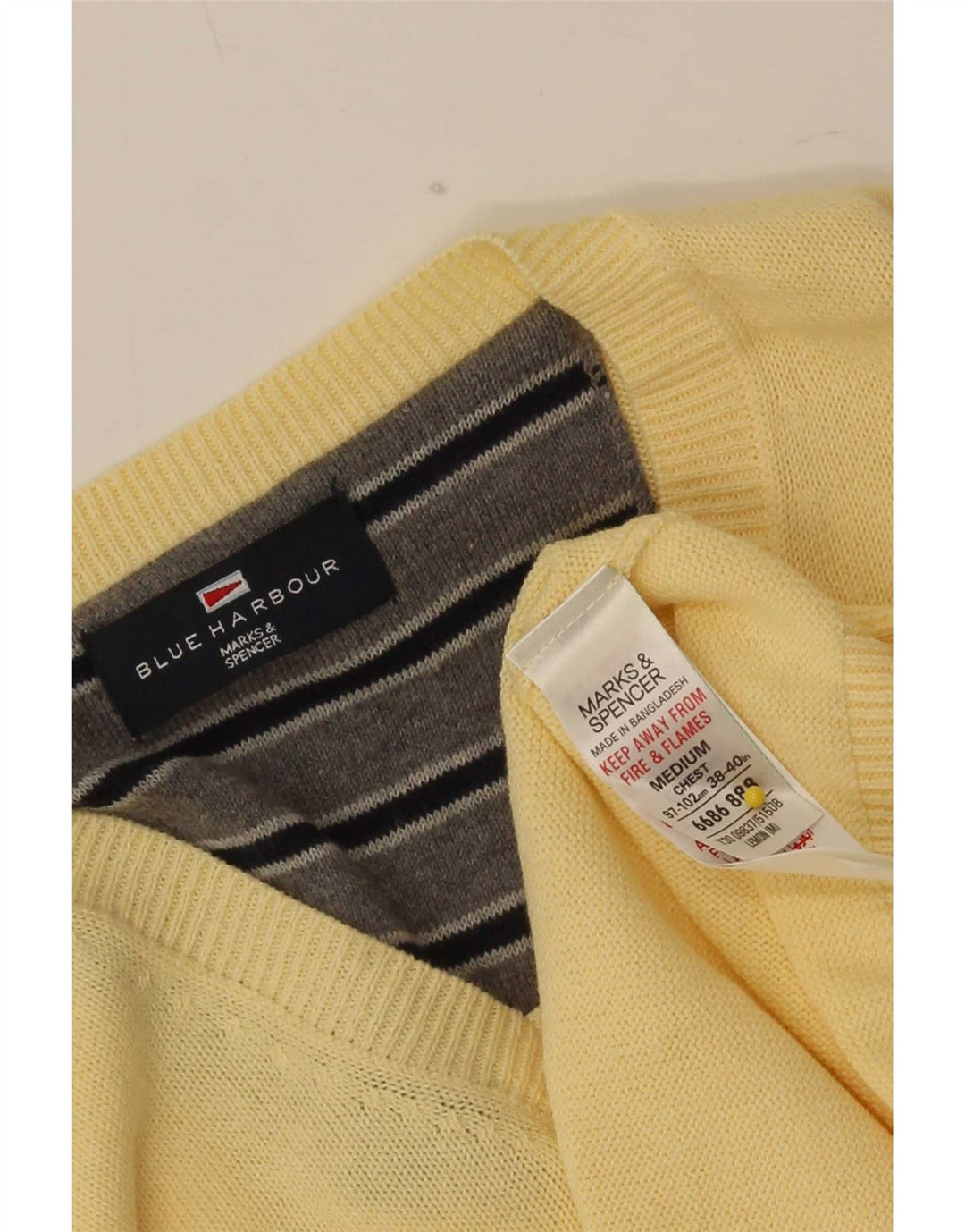 Marks & Spencer Jersey con Cuello en V Azul Harbor para Hombre Amarillo Medio