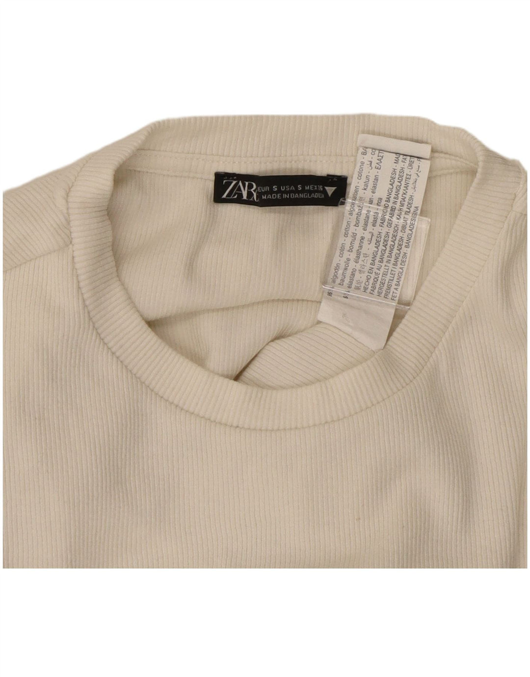 ZARA Body Manga Larga Mujer UK 8 Small Blanco Algodón