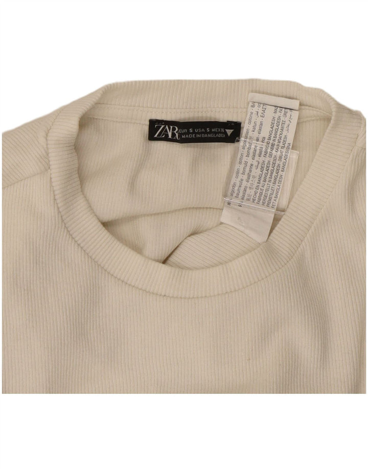 ZARA Body Manga Larga Mujer UK 8 Small Blanco Algodón
