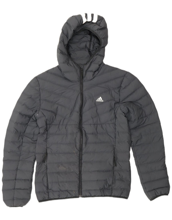 ADIDAS Chaqueta acolchada con capucha para hombre UK 38 Poliéster gris medio