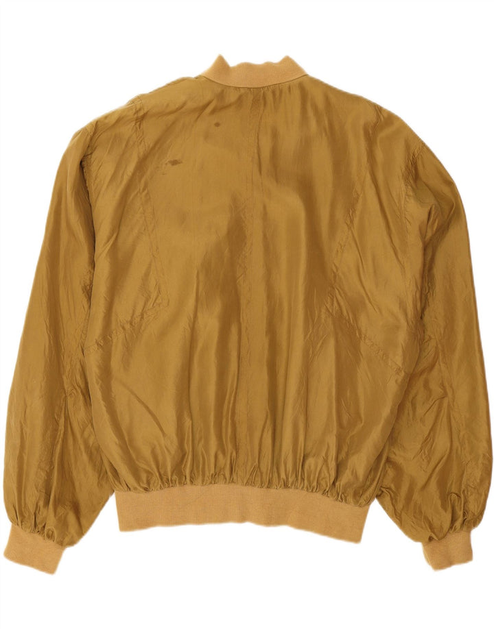 VAN ZON Mens Loose Fit Bomber Jacket UK 38 Medium Khaki Silk Vintage Van Zon and Second-Hand Van Zon from Messina Hembry 
