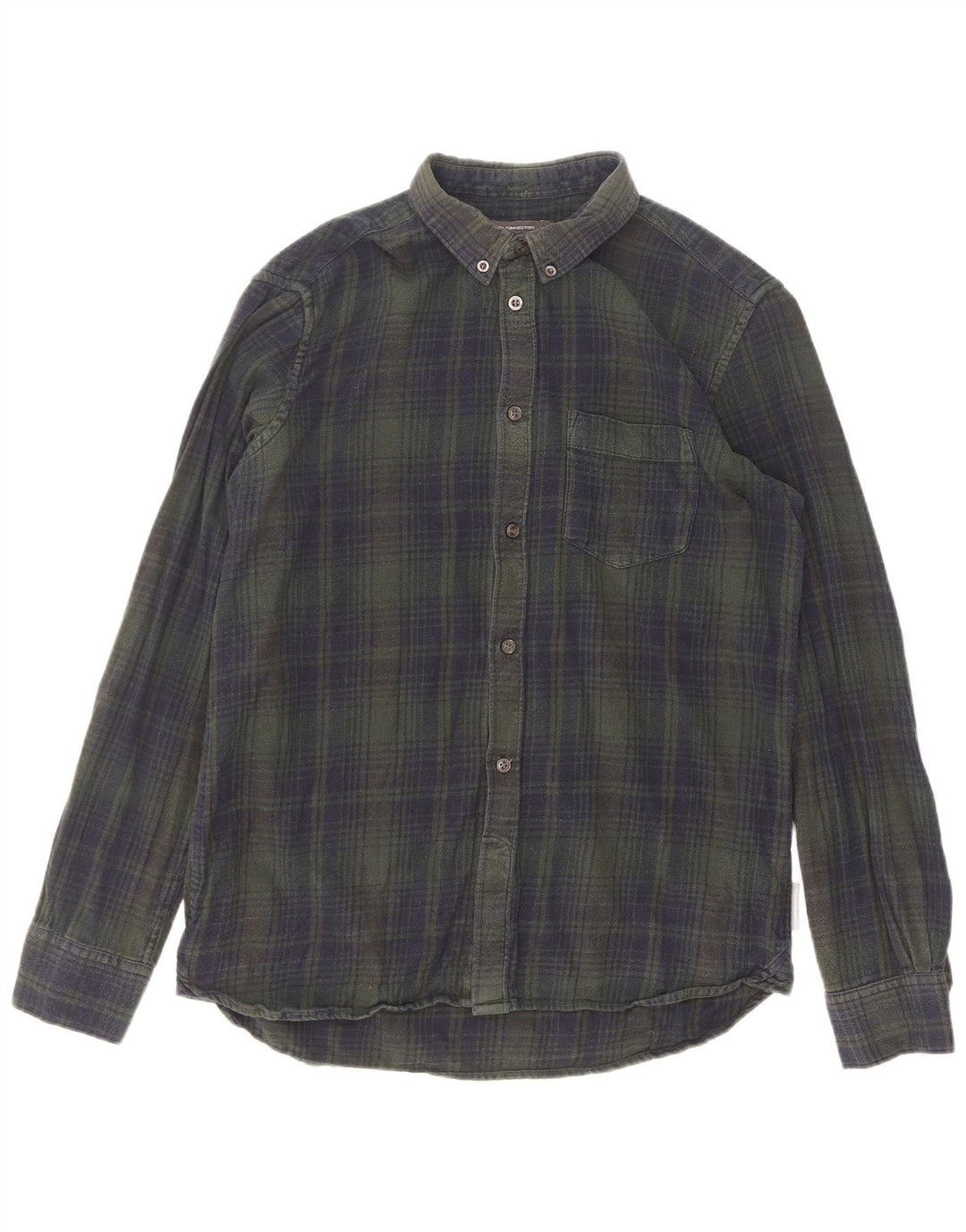 Camisa de franela para hombre de French Connection, algodón a cuadros verdes grandes