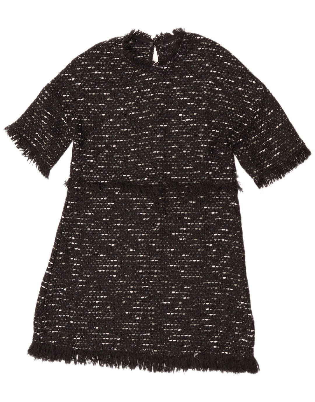 Zara Vestido tipo jersey para mujer UK 40 Mediano Negro moteado