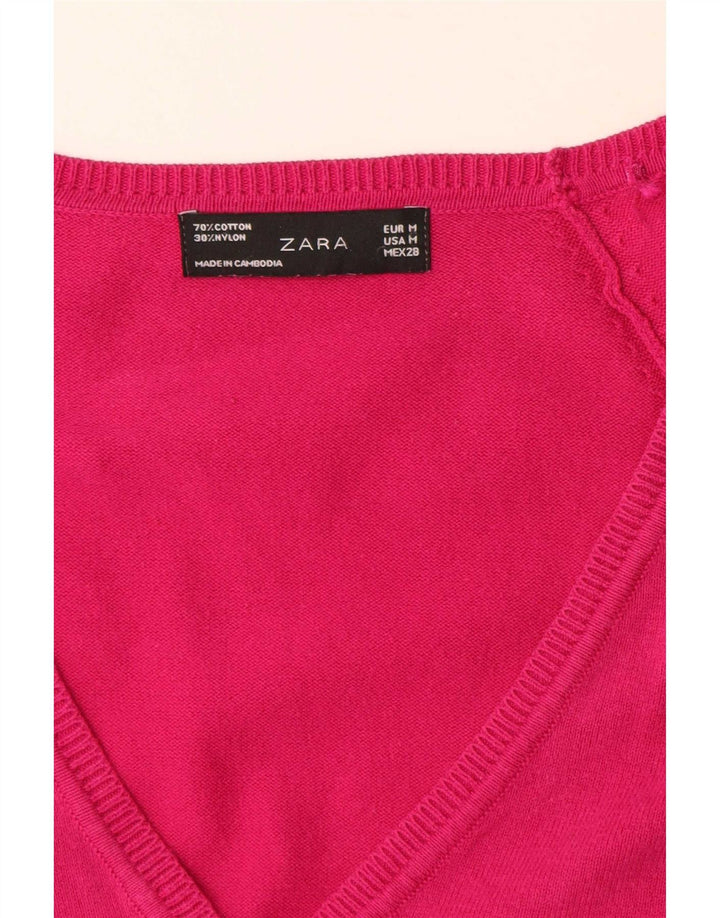 Zara Mujer Cárdigan Suéter UK 12 Medio Rosa