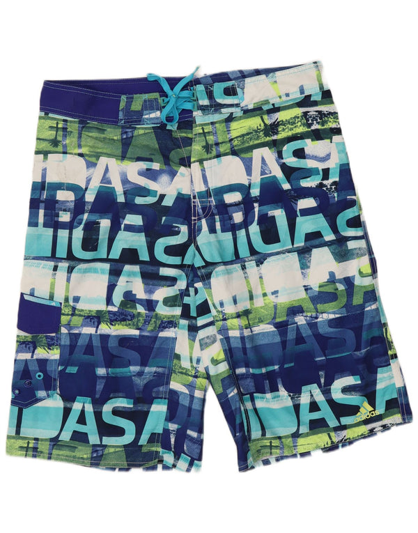 Adidas Mens Abstract Pattern Graphic Bañador Shorts Grande Azul Poliéster