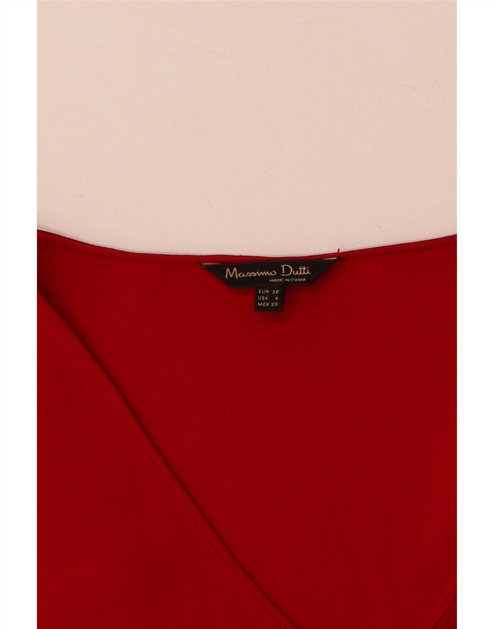 Massimo Dutti Blusa Manga Larga Mujer Top EU 38 Small Viscosa Rojo