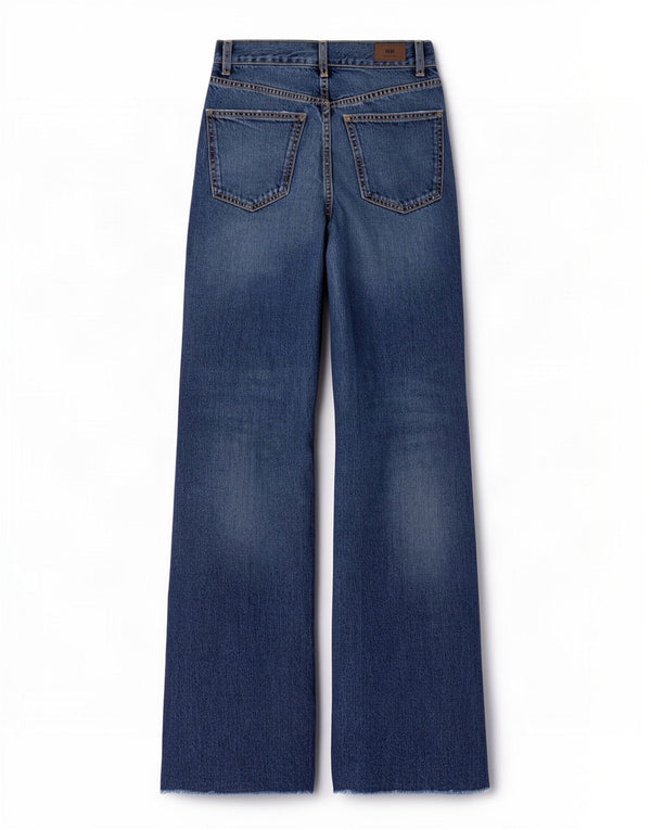 Zara Jeans De Pierna Ancha De Cintura Alta Para Mujer EU 34 2XS W24 L32 Azul