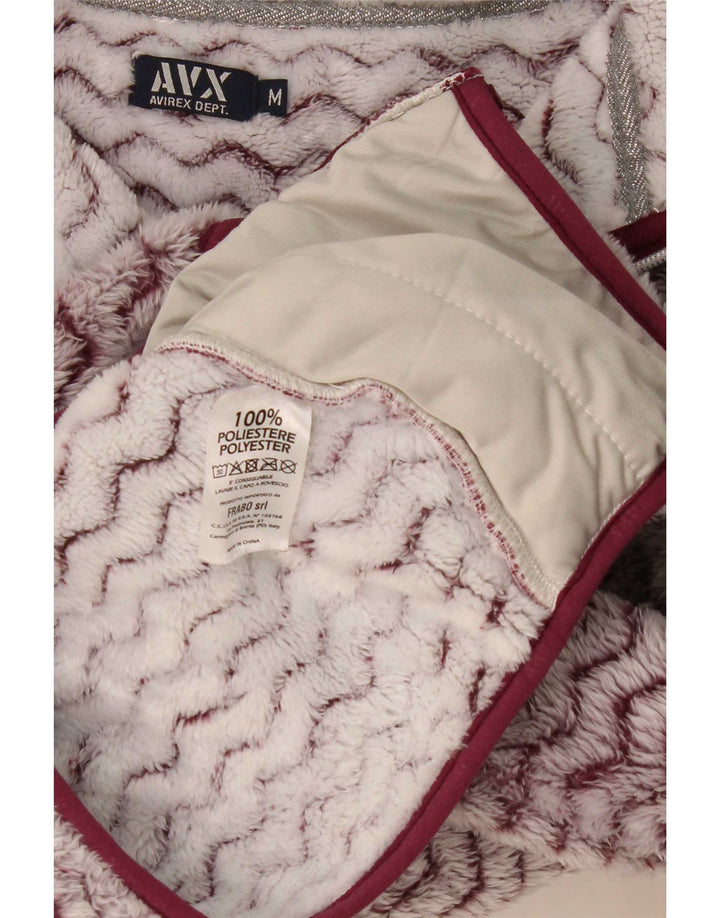 Avirex Chaqueta polar con capucha para mujer UK 12 Poliéster Chevron burdeos mediano