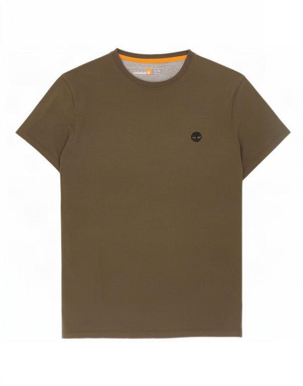 Timberland - Camiseta ajustada para hombre, talla grande, color caqui, algodón