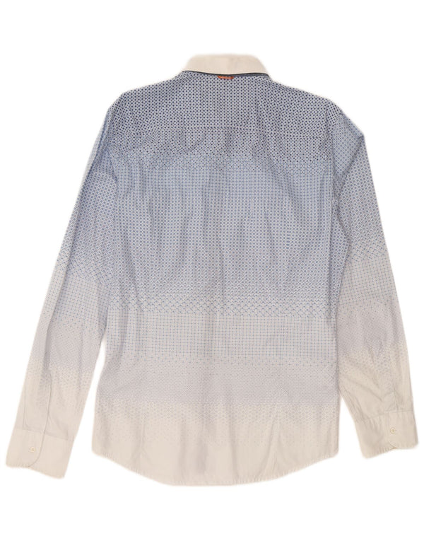 Camisas Hugo Boss Hombre Algodón Geométrico Azul Medio