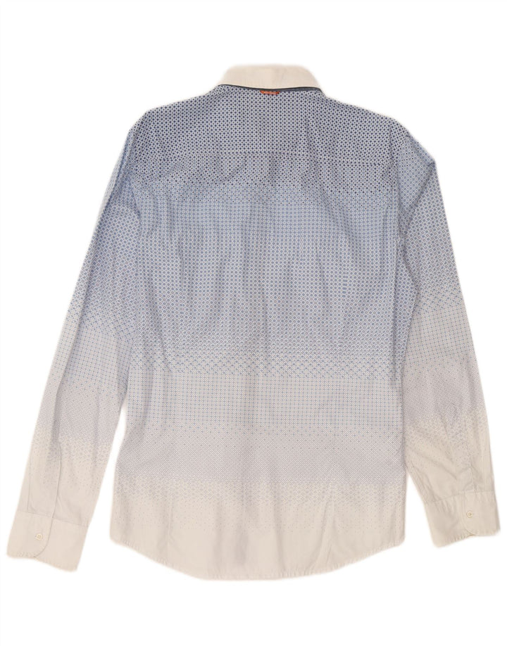 Camisas Hugo Boss Hombre Algodón Geométrico Azul Medio