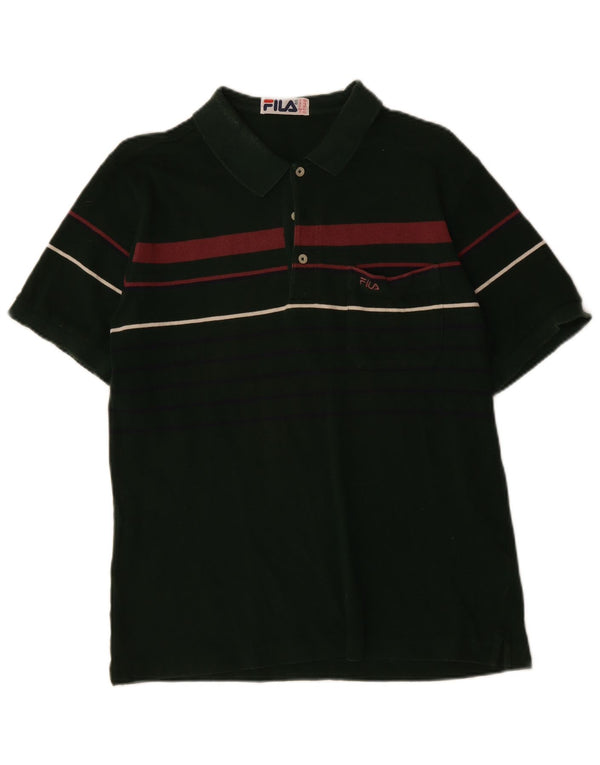 FILA Polo para hombre IT 50 Algodón a rayas verde medio