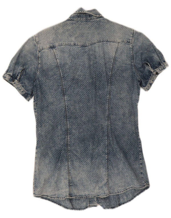 Camisa vaquera de manga corta para mujer Gas UK 42 Algodón con lunares azules medianos