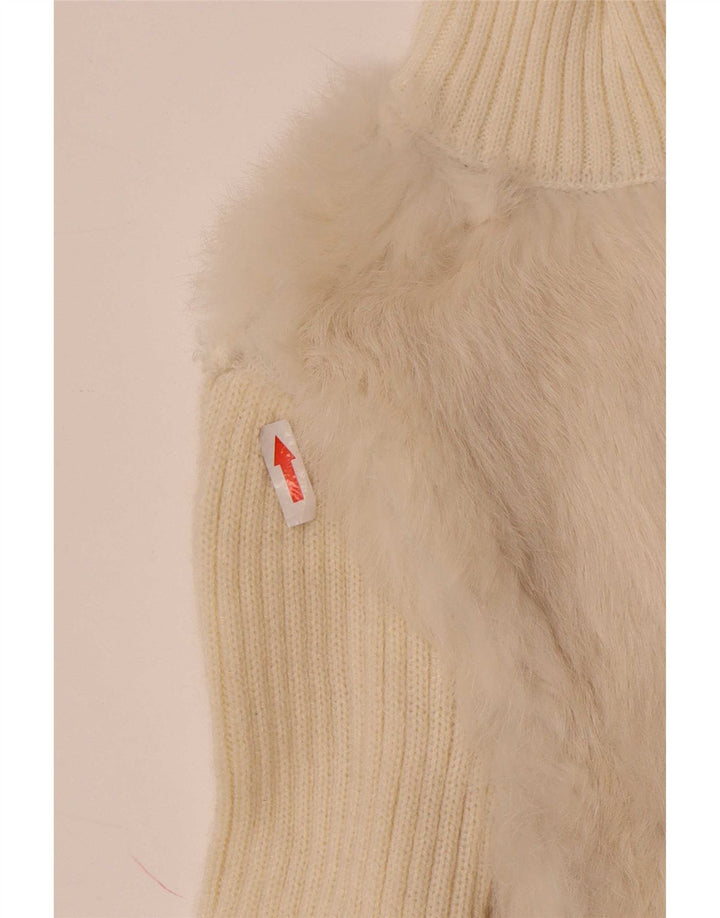 Zara Mujer Cárdigan Suéter UK 12 Medium Off White Acrílico