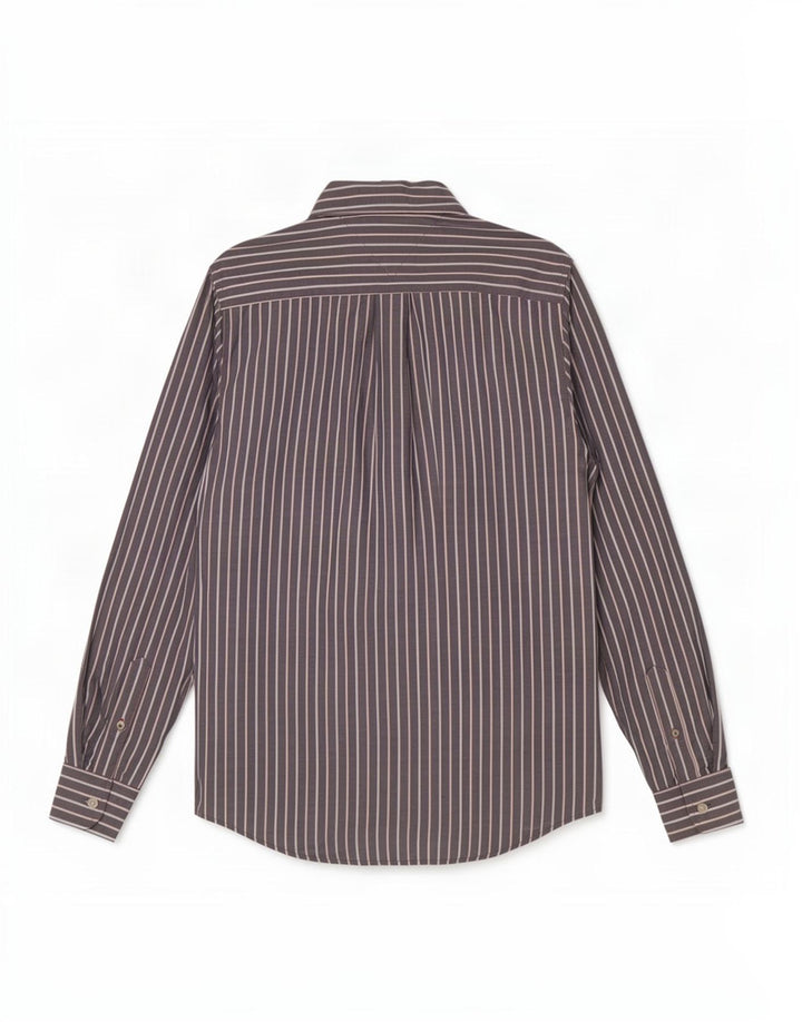 Tommy Hilfiger Camisa para hombre pequeña de algodón a rayas grises