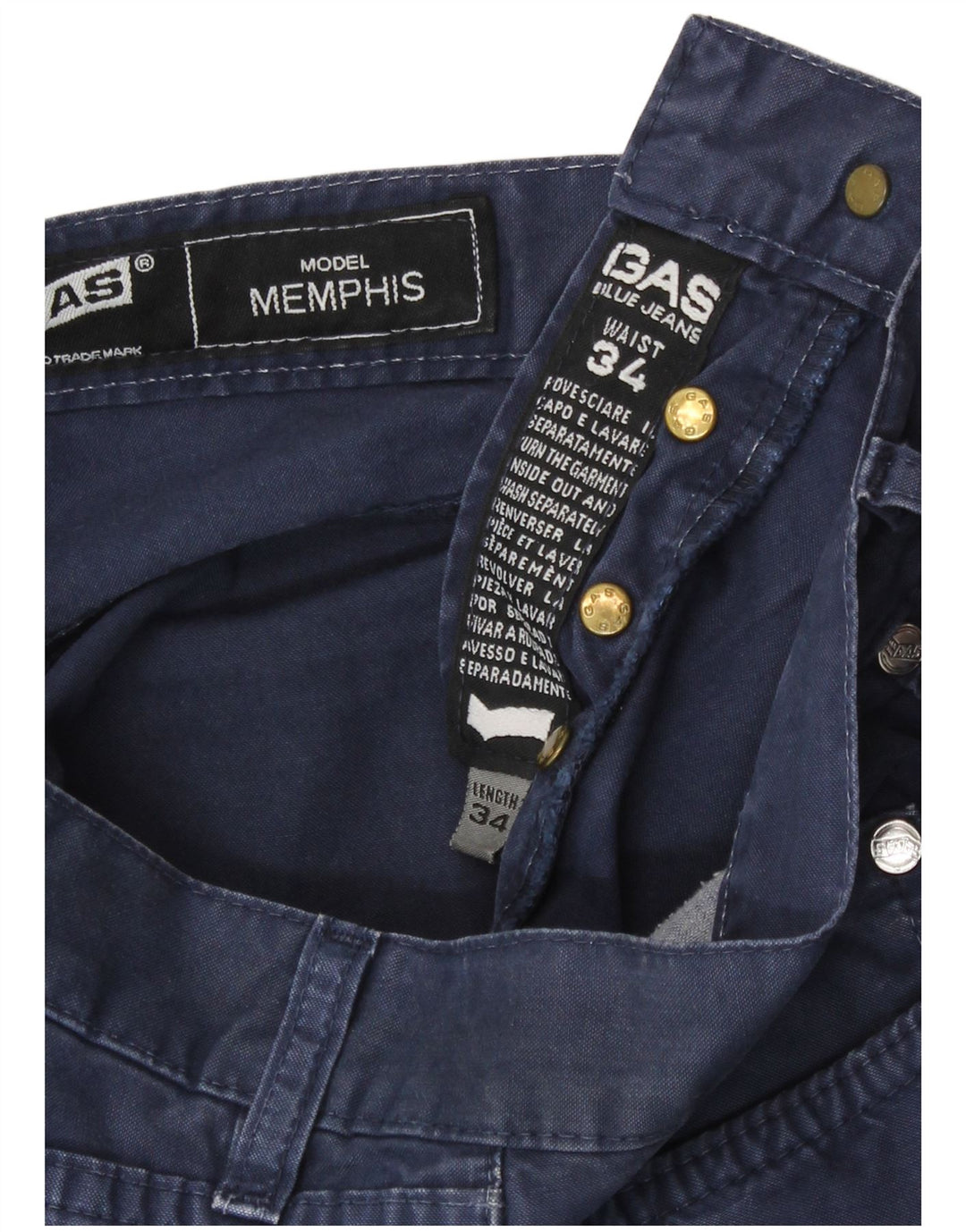 Gas Mens Memphis Casual Shorts W34 Grande Azul Marino