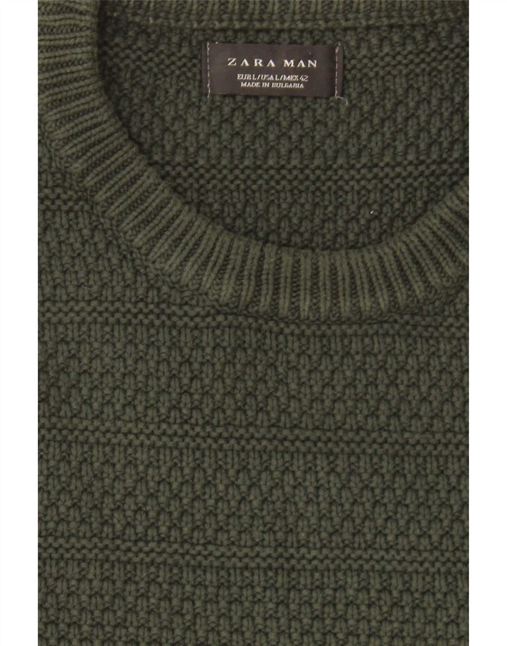 Zara Hombre Jersey De Cuello Redondo Jersey Grande Verde