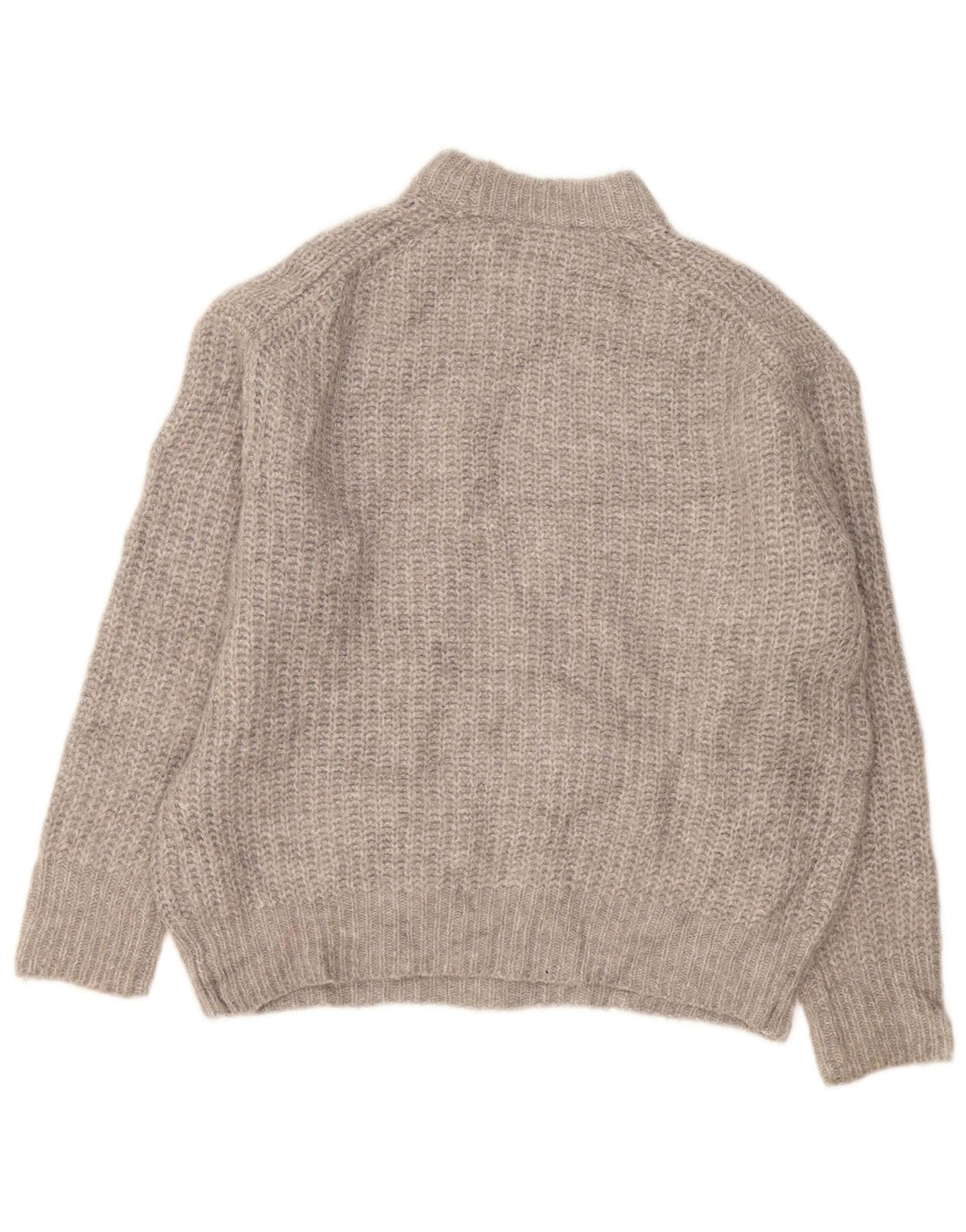 Zara Mujer Oversize Cuello Alto Jersey Jersey UK 10 Small Gris Poliéster