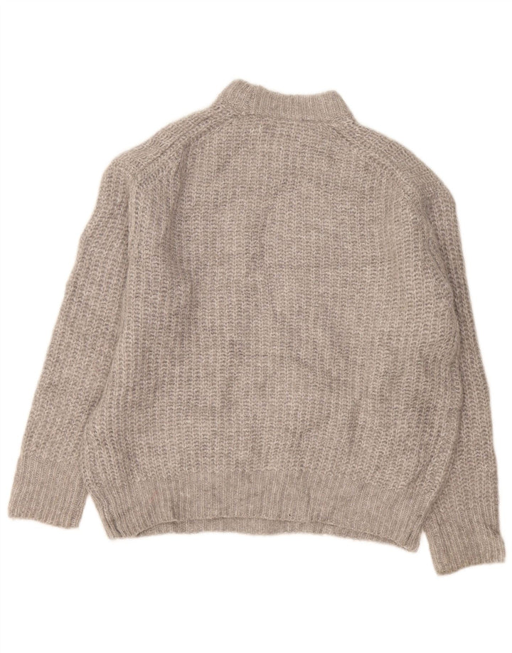 Zara Mujer Oversize Cuello Alto Jersey Jersey UK 10 Small Gris Poliéster