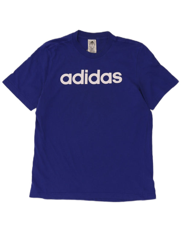 Adidas Hombre Camiseta Gráfica Top Algodón Azul Medio