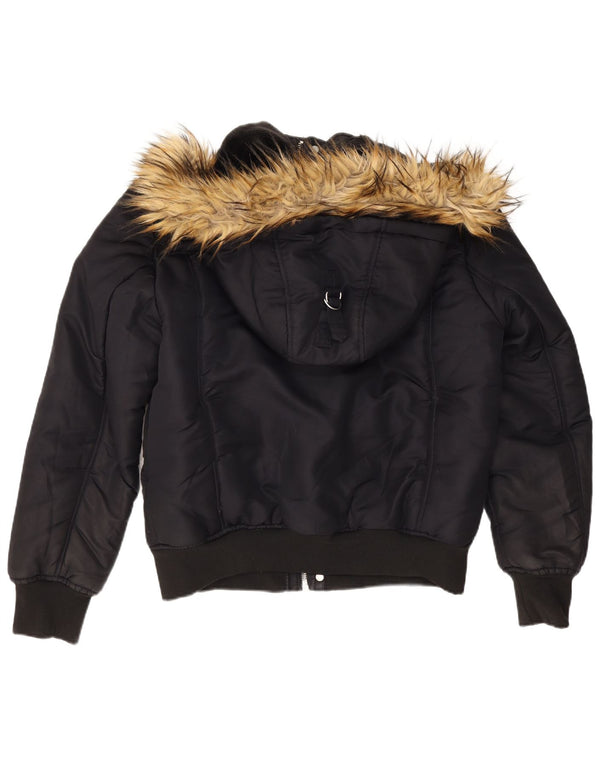 Zara Chaqueta Bomber Con Capucha Para Hombre UK 40 Grande Poliéster Azul Marino