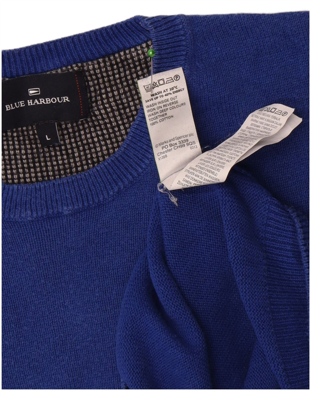 Marks & Spencer - Jersey de cuello redondo para hombre, color azul, talla grande, color azul