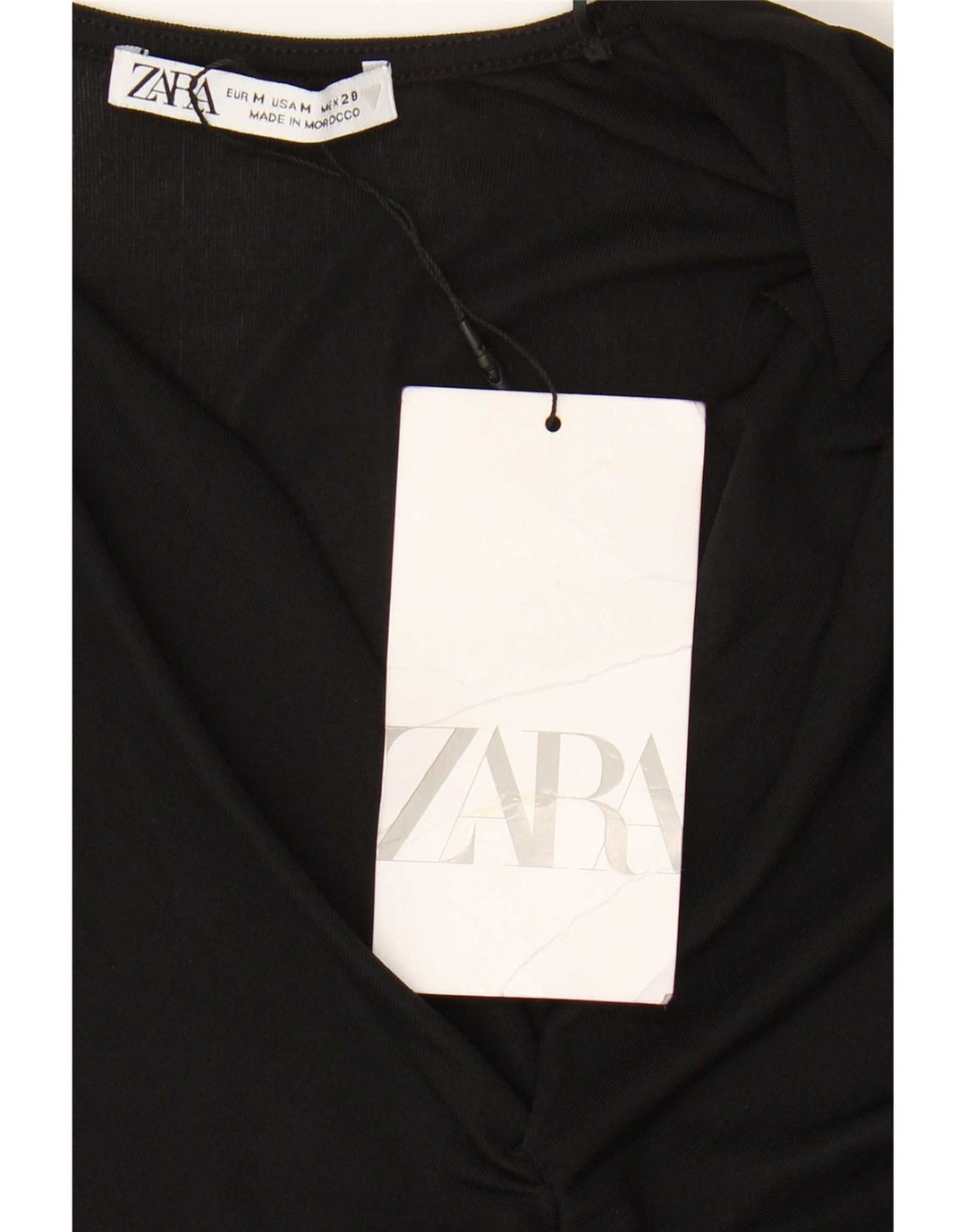 Zara Mujer Blusa Manga Larga Top UK 42 Medio Negro Poliéster